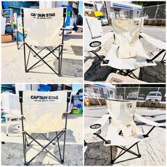 【美品✨】Coleman × CAPTAIN STAG キャンプチェア3脚＋折りたたみテーブルセット アウトドア最適✨の画像