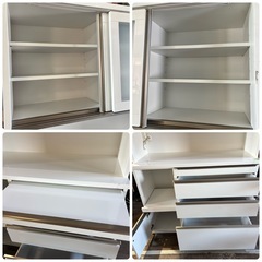 三幸ジャパン キッチンボード 120cm 食器棚 ホワイト ダイニング キッチン キャビネット の画像