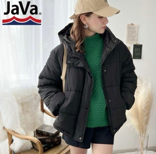 JaVa ジャバ ブラックフード付きダウンジャケット