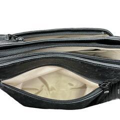 186001 JRA認定 オーストリッチ ショルダーバッグ　ブラック　レザー [0000000001381]の画像