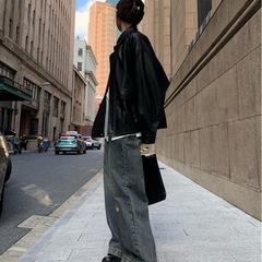 フェイクレザー　ジャケット　韓国　の画像