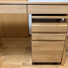 ハーモニックハウス 木製学習机 斜め足 アルダー材 ワゴン付の画像