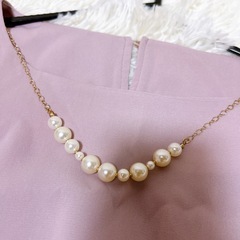パールネックレス　ピンク ワンピース 結婚式 二次会 の画像