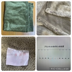 ブランケット3way  カーキ色　膝掛け、ポンチョの画像