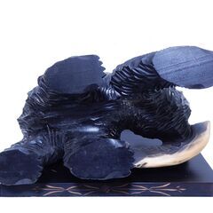 木彫り 木製 熊 クマ 置物 台座付き 古美術 骨董の画像