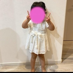 ホワイトレースコットンワンピース 80サイズの画像