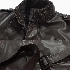 レザーコート ハーフコート メンズ ハーフ丈コート レザージャケット 薄手/厚手 暗黒系 黒色 ゴシック レンチコート パンク風の画像