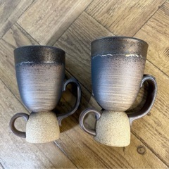 ◆未使用◆マグカップ◆萬古焼◆金彩◆はにわ◆埴輪◆ペア◆焼物◆陶器◆竜清窯◆備前◆和食器◆インテリアの画像