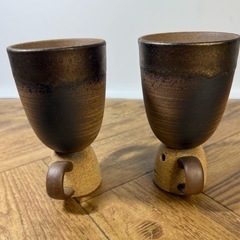 ◆未使用◆マグカップ◆萬古焼◆金彩◆はにわ◆埴輪◆ペア◆焼物◆陶器◆竜清窯◆備前◆和食器◆インテリアの画像