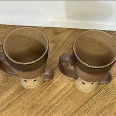 ◆未使用◆マグカップ◆萬古焼◆金彩◆はにわ◆埴輪◆ペア◆焼物◆陶器◆竜清窯◆備前◆和食器◆インテリアの画像