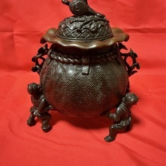 ★二上元威『茶袋香炉・大』銅製★置物★二上常太郎(元威)★茶袋型香炉★高岡銅器★の画像
