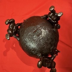 ★二上元威『茶袋香炉・大』銅製★置物★二上常太郎(元威)★茶袋型香炉★高岡銅器★の画像
