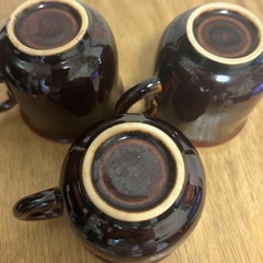 昭和レトロ　コーヒーカップ　3個セット　ブラウンの画像
