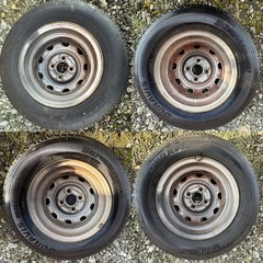 普通タイヤ・鉄ホイールセット４本・145R12LT6PRの画像