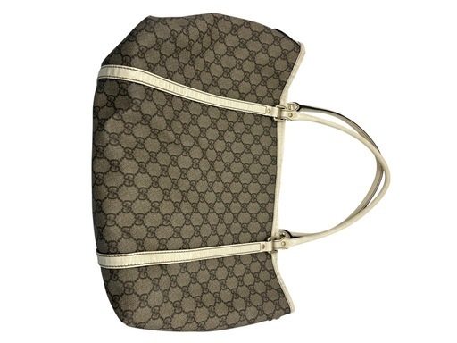 GUCCI グッチ トートバッグ GGキャンバス レザー ホワイト×ベージュ