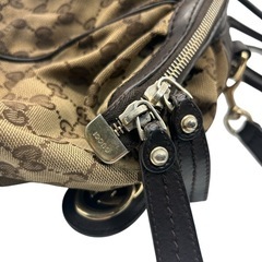 GUCCI グッチ GGキャンバス トートバッグ ホワイトレザー 大容量 A4の画像