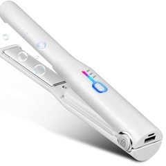 週末SALE 　一点限り　新品未使用　【コードレス・usb充電】 ヘアアイロン コードレス 2WAY ストレート＆カール ミニ ワイヤレス ヘアアイロン 160/180/200℃ 3段階温度設定 スマホを充電 4500mAh 自動OFF ロック機能 小型 軽量 持ち運び便利 男女兼用 日本語説明書付き 家庭/旅行/出張用 ホワイトの画像