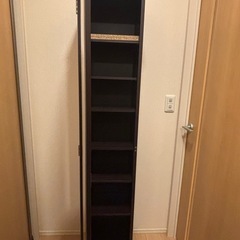 本棚　鏡付き　ブラウン　木の画像