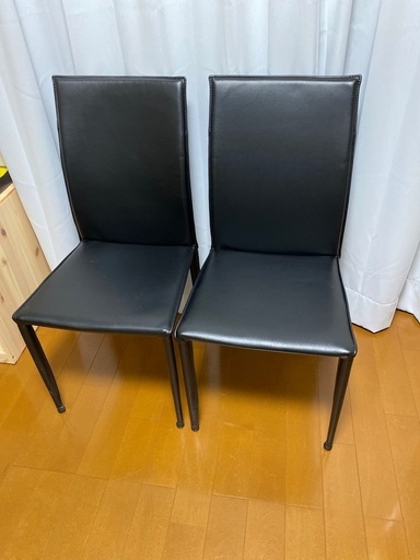 【2脚セット】東京インテリア　ダイニングチェア　VEIN DC leather レザー　椅子　黒