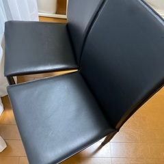 【2脚セット】東京インテリア　ダイニングチェア　VEIN DC leather レザー　椅子　黒の画像