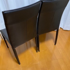 【2脚セット】東京インテリア　ダイニングチェア　VEIN DC leather レザー　椅子　黒の画像