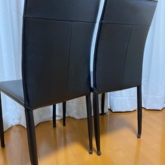 【2脚セット】東京インテリア　ダイニングチェア　VEIN DC leather レザー　椅子　黒の画像
