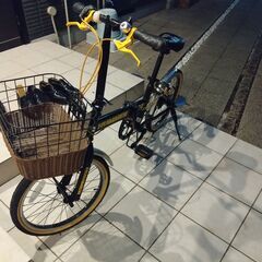【都内手渡し】HUMMER（ハマー）折りたたみ自転車 前カゴ付き鍵付きの画像