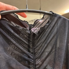 GU シアーギャザーT 半袖 XL ブラック　シアー　フリルメロー　透け感の画像