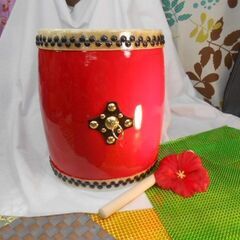 8.300円　Nエイサー小太鼓18*20cm  撥付き　幼児向け最適(^_-)-☆の画像