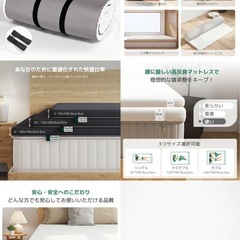 マットレス シングル 滑り止め 洗えるカバー 収納バンド付 97×195cm×3cmの画像