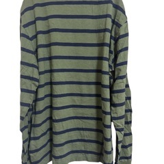 【ギャップ】オリーブグリーン ネイビーストライプ 長袖Tシャツ Lの画像