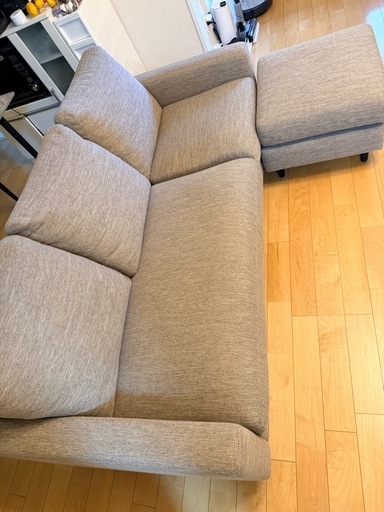 【最終値下げ】美品　ニトリ　布張りカウチソファ CA2 DR-BE オットマン付