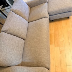 美品　ニトリ　布張りカウチソファ CA2 DR-BE オットマン付の画像