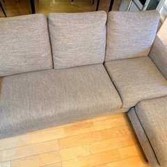 美品　ニトリ　布張りカウチソファ CA2 DR-BE オットマン付の画像