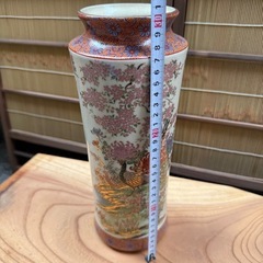 〈柴田陶器〉和風 花鳥柄 花瓶 陶器 飾り壺 の画像