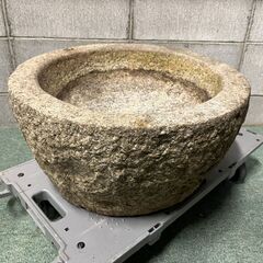 石臼 古道具 餅つき イベント オブジェ インテリア 昭和レトロ 直径50cm×高さ24cm の画像