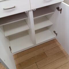 ★ジモティ割あり★  レンジ台 ホワイト H82×D40×W80 クリーニング済み TK6702TKKAGU の画像