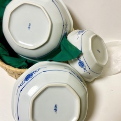 未使用　陶器　義峰 オランダ風青藍三組鉢　食器3枚セットの画像
