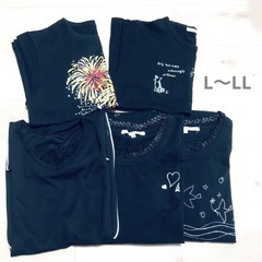 【急募‼️】黒系Tシャツ 5点 まとめ売り★レディース Lサイズ...