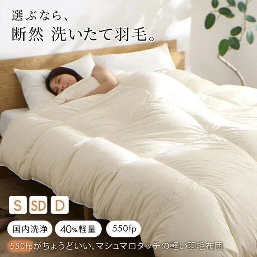 数量限定 新品未使用 日本製 軽い 暖かい 軽量側地羽毛布団 羽毛掛け布団