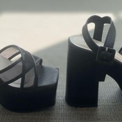 美品 ESPERANZA エスペランサ 厚底サンダル シースルーブラック 黒の画像