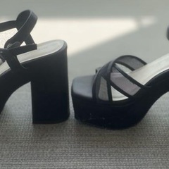 美品 ESPERANZA エスペランサ 厚底サンダル シースルーブラック 黒の画像
