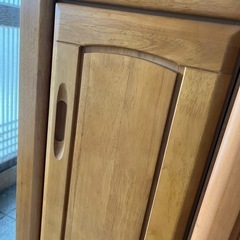 木製 鏡付き シューズボックスの画像