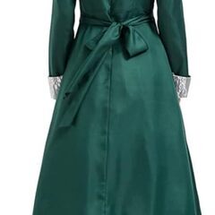 洋館メイド コスプレ 緑 長袖 ロング丈 ハロウィン 仮装 カチューシャ付【M】の画像