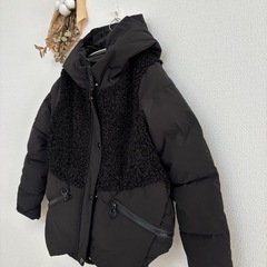 レディース　フード付きデザインコート　ブラック　S 海外購入　ショート　冬物 の画像