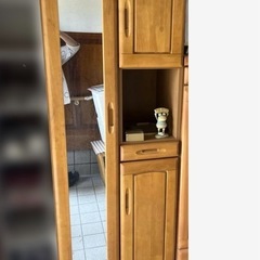 木製 鏡付き シューズボックスの画像