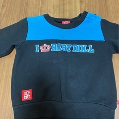 ベビードール トレーナー 黒/青 サイズ90の画像