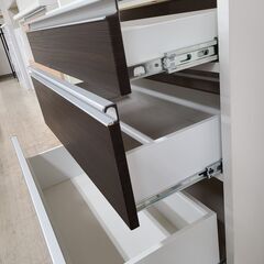 J1553【リユースのサカイ柏店】松田家具　キッチンボード　クオーレ　ダーク　クリーニング済みの画像