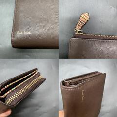 N340　ポールスミス／Paul Smith 二つ折り財布 ウォレット メンズレディース　レザー 革 本革 ブラウン茶  小銭入れありの画像