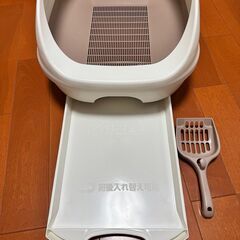 デオトイレ 猫用トイレ本体 ハーフカバー シルキーホワイト（開封のみ未使用）の画像